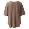 thumbnail image 7 of JGGSPWM Women's V-Neck Batwing Half Sleeve Waffle Knit Loose Solid Color Blouse Tops Khaki L, 7 of 7