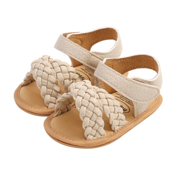 WIFORNT Infant Girls Braided Sandals Solid Color Summer Soft Sole Open-toed Walking Shoes for Toddler Newborn Baby