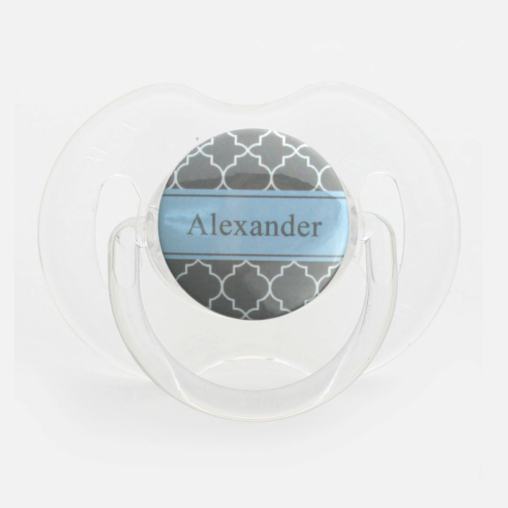 Grey Pacifier Personalized Name Grey Moroccan Tile Pacifier - Walmart.com
