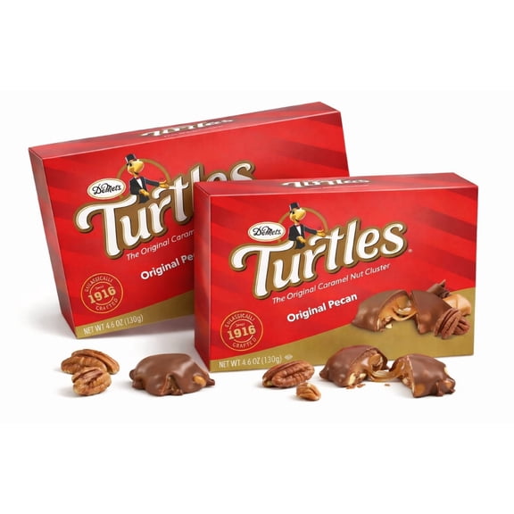 Turtles Original Pecan Caramel Nut Cluster Milk Chocolate Two (4.6 oz) Boxes | Crisp premium pecans & creamy caramel | Luscious milk chocolate