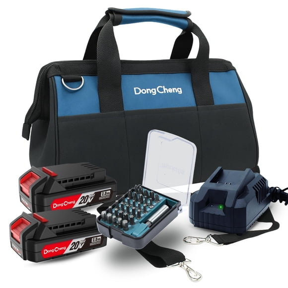 Kit 2 Baterías 2.0Ah 20v + Cargador Rápido Dongcheng + Accs
