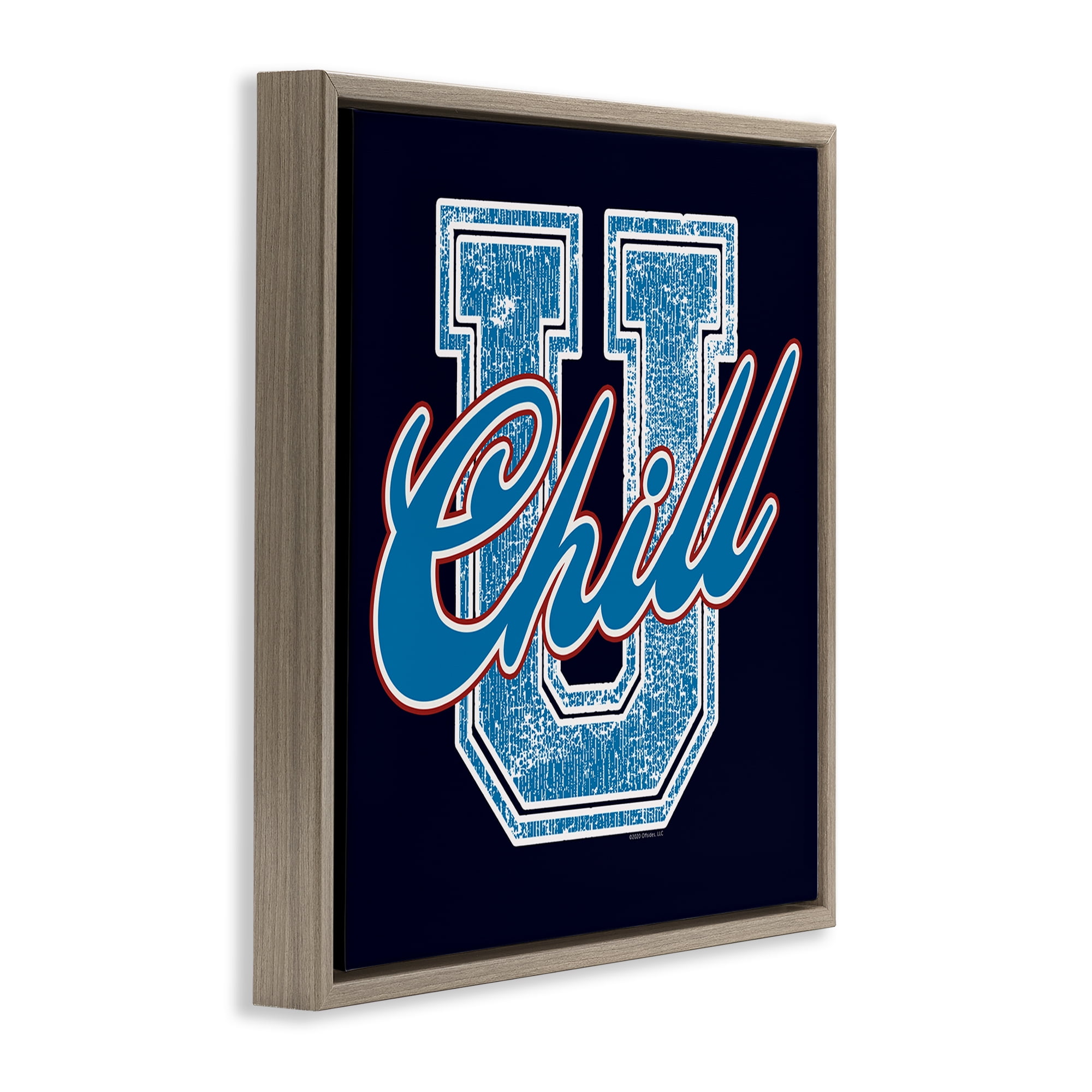 Stupell Industries Chill U Varsity Style Text & Numbers Painting Brown Floater Framed Canvas Art Print Wall Art, 25 x 25