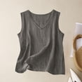 thumbnail image 4 of lcziwo Women Solid Color Tank Top Linen Comfy Sleeveless Camisole Loose Summer Holiday V Neck Undershirt Going Out Tops Dark Gray L, 4 of 5