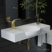 Chateau 30" Wall-Mounted Sink Center Basin with Left Side Faucet Mount in Glossy White