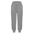 thumbnail image 2 of Audhol Waffle Pants Women, Ladies' Casual Solid Color Sports Threaded Mouth Casual Pants Women’S Joggers Grey M, 2 of 5