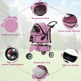 thumbnail image 7 of CL.HPAHKL Small Pet Stroller, 3 Wheels Dog Stroller for Small/Medium Pets All Terrain Dog Stroller with Cup Holder, Storage Basket Breathable and Visible Pet Cart for Travel & Jogging, Pink, 7 of 7