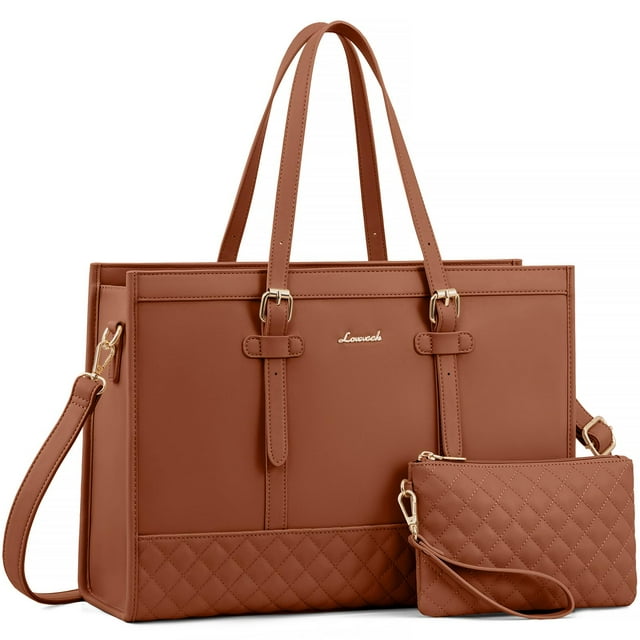 Bolsa para portátil LOVEVOOK para mujer de 15.6 pulgadas, piel sintética impermeable