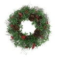 thumbnail image 2 of Northlight Couronne de Noël Artificielle 24 Pouces Pomme de Pin Pailletée et Baies Rouges - Non Éclairée, 2 of 6