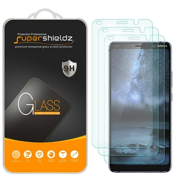 [3-Pack] Supershieldz for Nokia 9 /Nokia 9 PureView Tempered Glass Screen Protector, Anti-Scratch, Anti-Fingerprint, Bubble Free