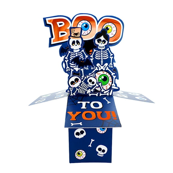 Second Nature Halloween Clever Cube Pop Up Card Skeletons