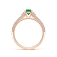 thumbnail image 2 of ANGARA Natural Vintage Inspired Round Emerald & Diamond Three Stone Ring in 14K Rose Gold for Women (Size-5mm) | May Birthstone, Birthday, Anniversary, Jewelry Gift for Women | Natural Emerald Ring, 2 of 10