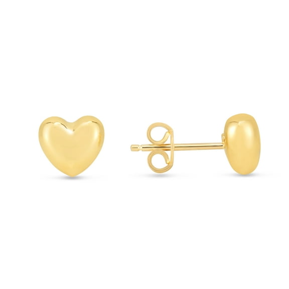 Brilliance 14KT Yellow Gold Puffed Heart Stud Earrings for Adults