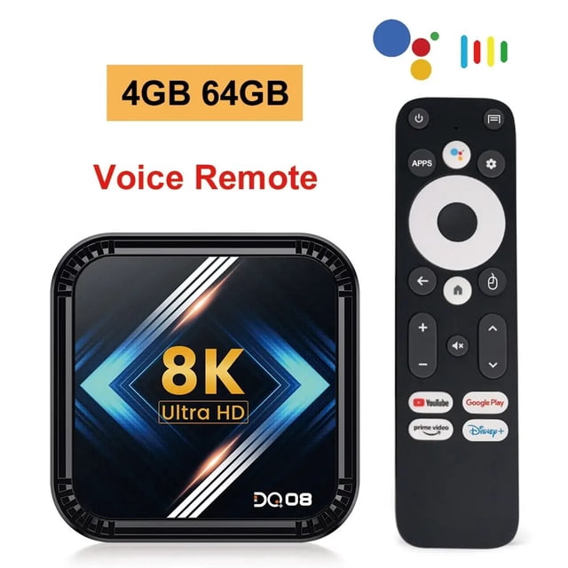 DQ08 RK3528 Smart TV Box Android 13 Quad Core Cortex A53 Support 8K Video 4K HDR10+ Dual Wifi BT Google Voice 2G16G 4G 32G 64G
