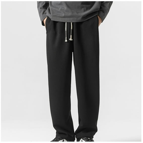 Miqool Men's Sweatpants Drawstring Wide Leg Track Sweat Baggy Pants Athletic Lounge Pants Joggers