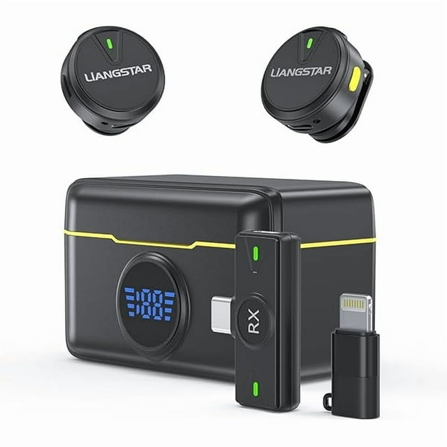 Wireless Lavalier Microphone for iPhone/Android, Mini Microphone with Charging Case Noise Canceling, 40H Battery Life, Lapel Mic with Mute Button for Video Recording, Interview, Vlog, TikTok