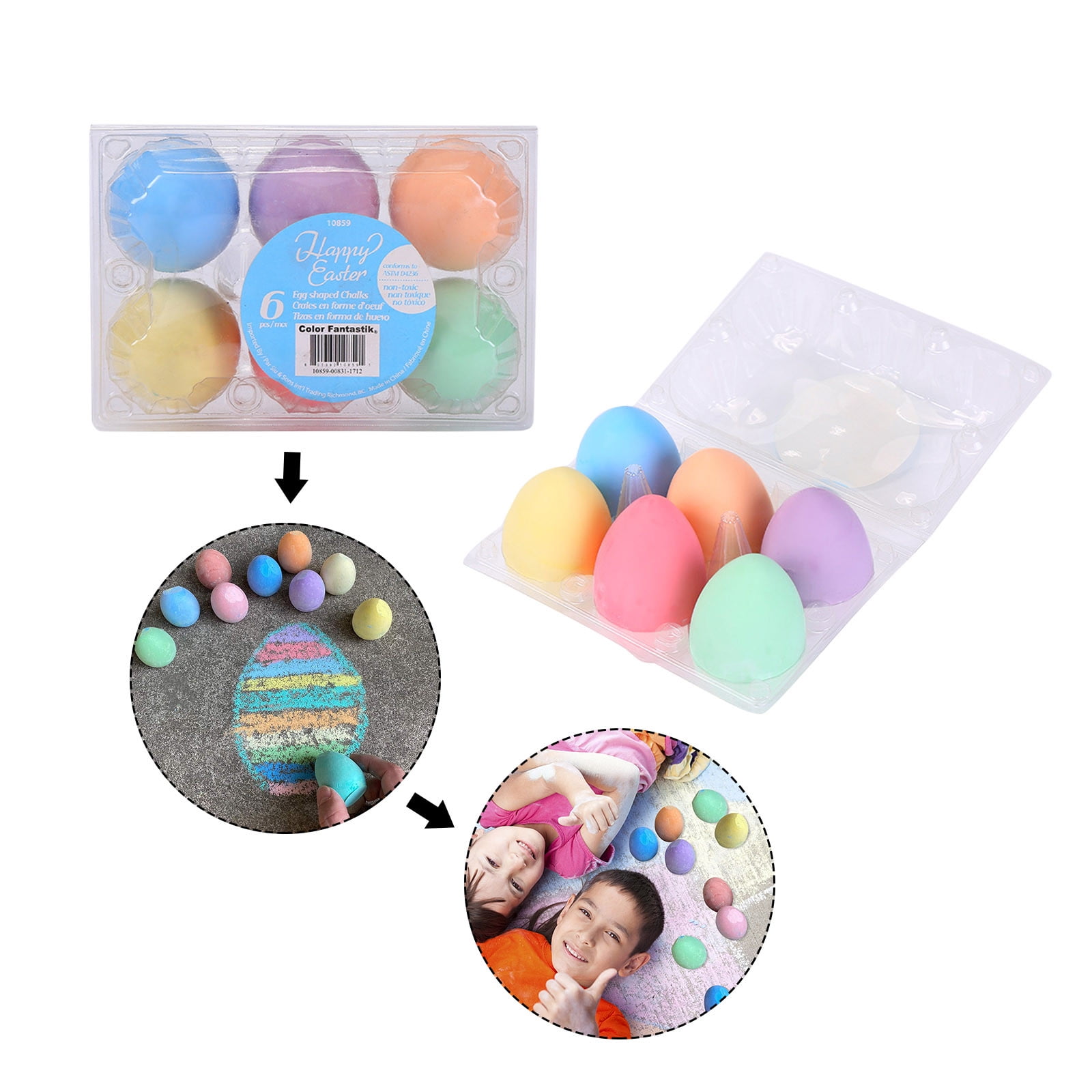 EGNMCR Easter Children Eggs Sidewalk Chalk Colors Eggs-Shaped