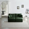 thumbnail image 3 of Hitop&nbsp;4 - Piece Upholstered Sectional Sofa, 1 - Piece of 2 Seater Sofa and 2- Piece of Ottomans , 2 Seater Loveseat Lounge with Ottomans , Green Chenille, 3 of 3