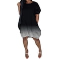 thumbnail image 2 of FVWITLYH Robes de Soirée pour Femmes Robe Vintage Imprimée Patchwork Col Rond Manches Courtes Été Grande Taille Maxi Robe Noire,m, 2 of 4