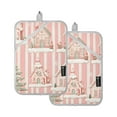 thumbnail image 7 of Yayeee Pot Holders Kitchen Heat Resistant with Pocket 7"x9.8" Cotton Oven Cooking Hot Pads, Light Green Christmas Houses, 7 of 7
