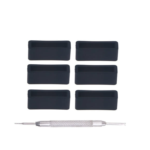 EeaseMX 6 presillas de repuesto de silicona para correa de reloj de 22 mm con herramienta de reparación (negras)