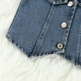 thumbnail image 4 of Kiijoy Toddler Girls Outfits Denim V Neck Button Down Vest Pull-On Pleated Skirt 2Pcs Set, 4 of 8