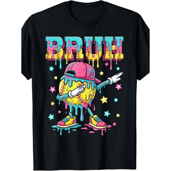 Kid‘s Bruh Ice Cream Baseball T-Shirt, T-Shirt for Kids Youth, 180gsm, 100% Cotton