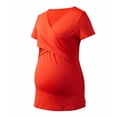 thumbnail image 6 of Eltusu Women Maternity Shirts, Pullover V-Neck Casual Short Sleeve Pregnancy Tops Orange Size M, 6 of 8