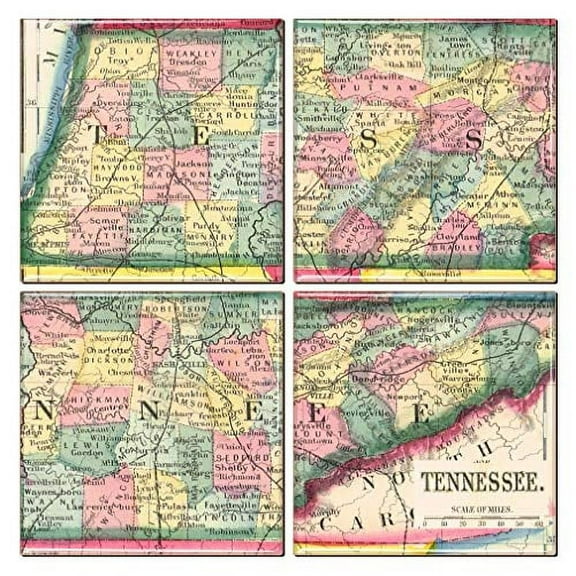 City Souvenirs Tennessee Map Coaster Set of 4