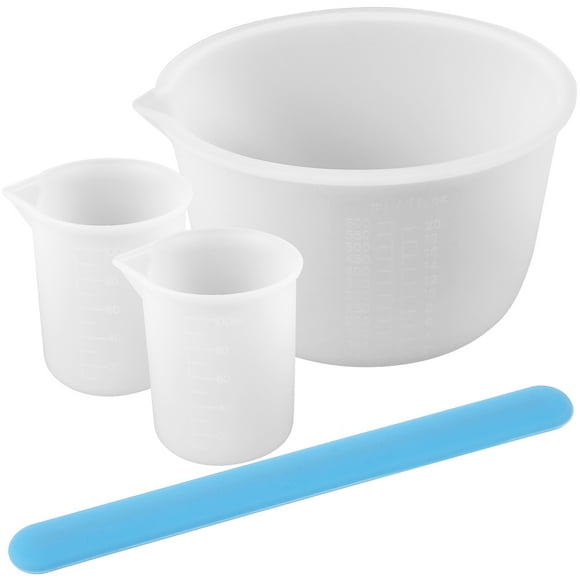 GOOHOCHY 1 juego de tazas medidoras de silicona epoxi, tazas a escala, palitos para mezclar portátiles, suministros para mezclar