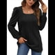 thumbnail image 2 of Camisas Tipo Túnica para Mujer, Camisas Holgadas de Larga, Camisas de Cuello Cuadrado Negro L, 2 of 8