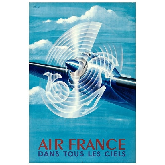 Air France - In All Skies - Vintage Airline Travel Poster (8x12Inches-US/CANOnly)