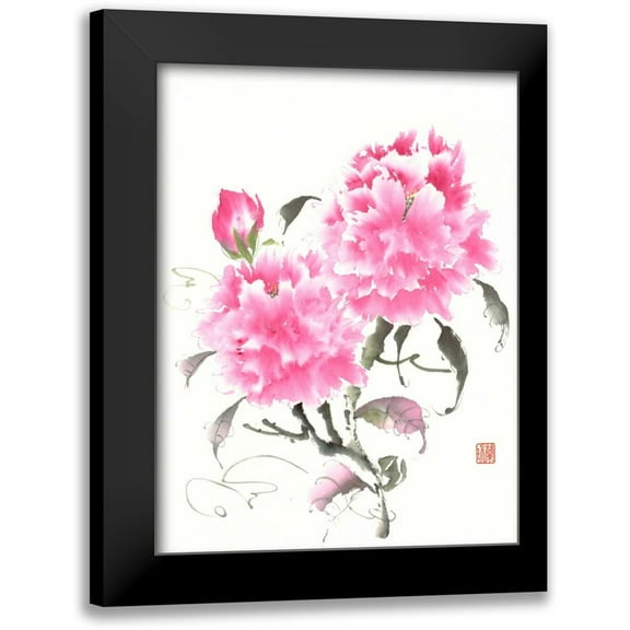 Rae, Nan 12x14 Black Modern Framed Museum Art Print Titled - Peonie Blossoms II