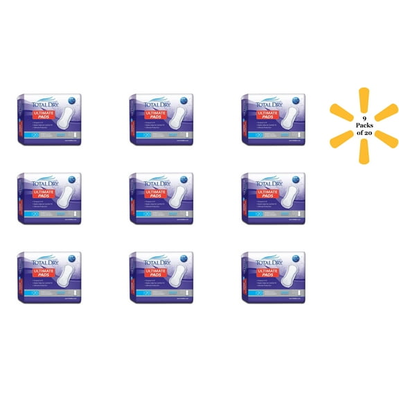 TotalDry Bladder Control Pad 16-1/2 Inch Length Heavy Absorbency Polymer Core Regular Adult Female Disposable Case of 180 - SP1596