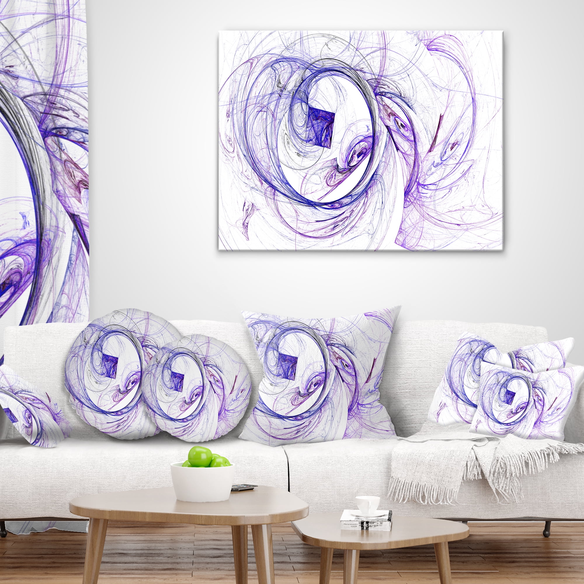 Designart Billowing Smoke Blue - Abstract Throw Pillow - 18x18