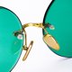 thumbnail image 3 of Gafas de sol clásicas sin montura para hombre y mujer, lentes de cristal verde oscuro, redondas, Retro, para conducir al aire libre, 3 of 4