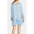 thumbnail image 3 of FREE PEOPLE Womens Light Blue Long Sleeve V Neck Mini Peasant Dress  Size: M, 3 of 4