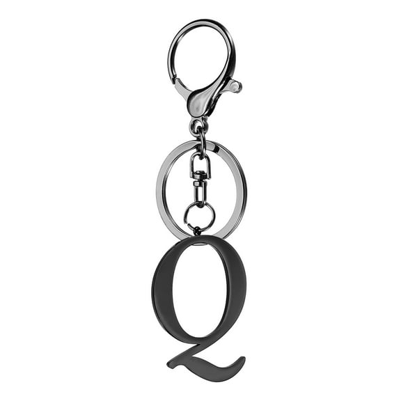 Uxcell Initial Letter Keychain, 1PCS Key Chain Stainless Steel, Black ( Letter Q)