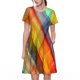 thumbnail image 1 of Balery Abstract Watercolors Tartan Vestidos sueltos de manga corta para mujer, vestidos de verano 2025, vestidos casuales de corte A con vuelo., 1 of 6