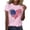 Pink, variant on Odbmxy T Shirts for Women Short Sleeve Fourth of July Summer Womens Shirts Leisure Vacation Beige Heart Print Pullover Tops