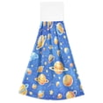 thumbnail image 7 of Dailycode Kitchen Wash Cloths with Hanging Loops Absorbent Absorbent Quick Drying Hand Towels, 2 Pack, Cartoon Planets and Shooting Stars, 7 of 7