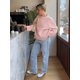 thumbnail image 4 of Jersey de punto con cuello redondo para mujer, Jersey informal holgado de manga larga, color rosa, ropa de calle elegante, novedad de otoño, 2024, 4 of 5