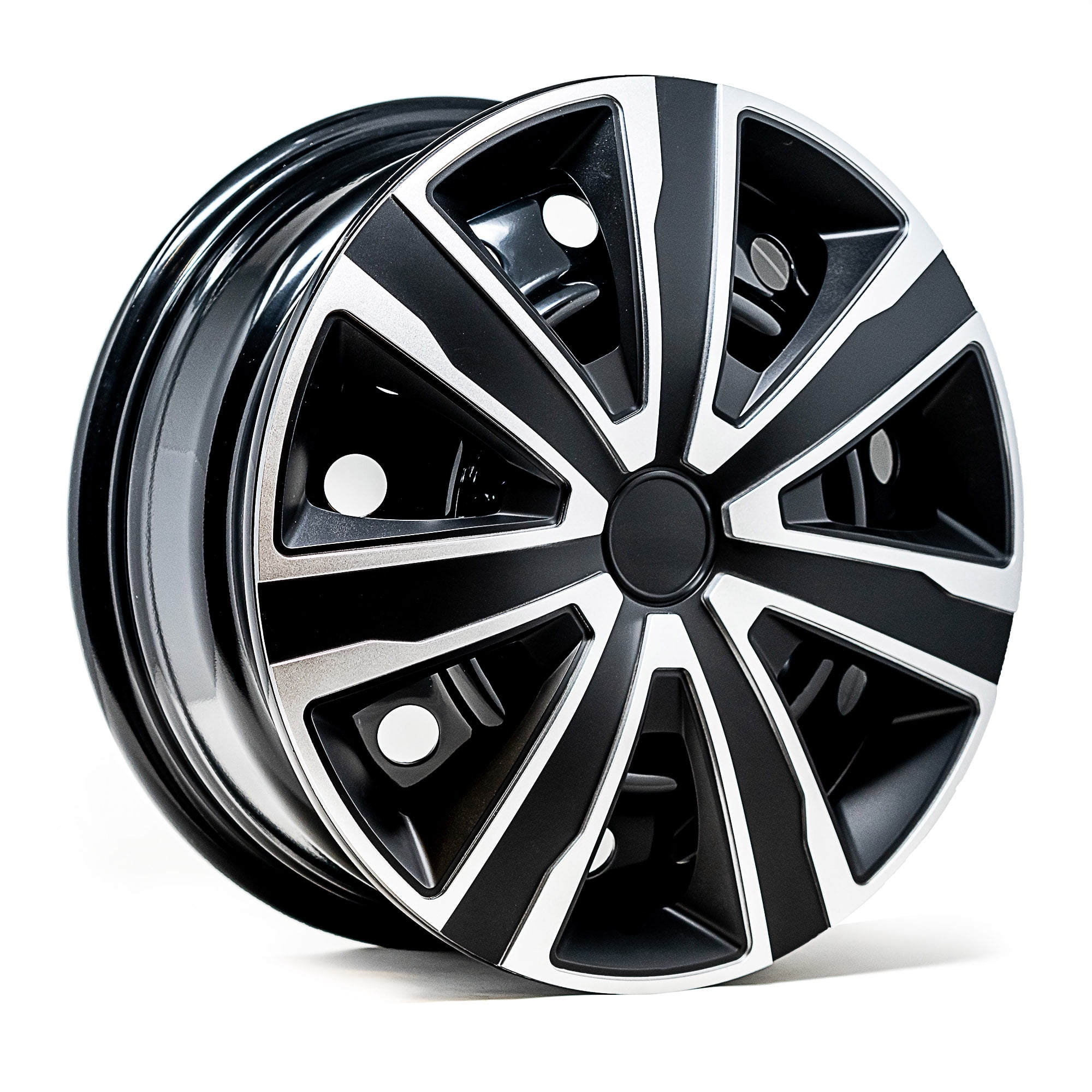 Alpena 16" Axel Wheel Covers, Silver & Black, set of 4