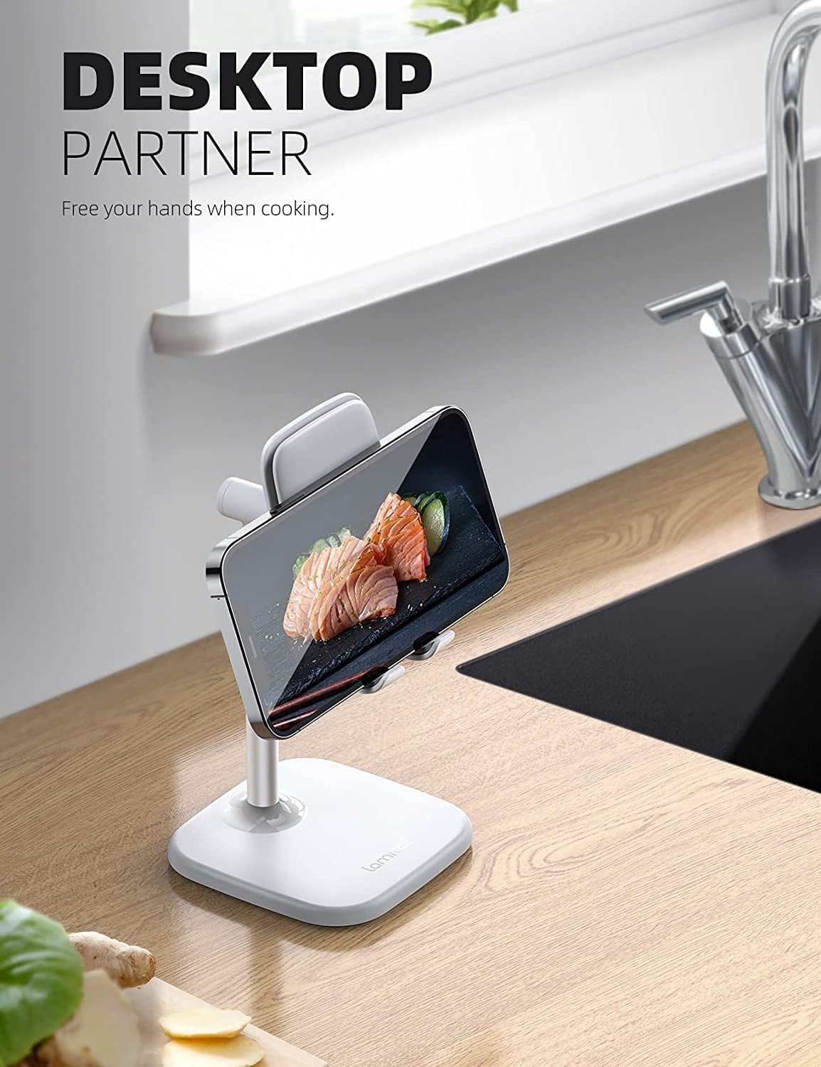 Cell Phone Stand for Desk - Adjustable Mobile Phone Holder Dock for Table, Desktop, Office, Compatible with iPhone 13 12 11 X Xr Pro Max 8 7 6 Plus, Mini, More 4-10'' Cellphone and Tablets