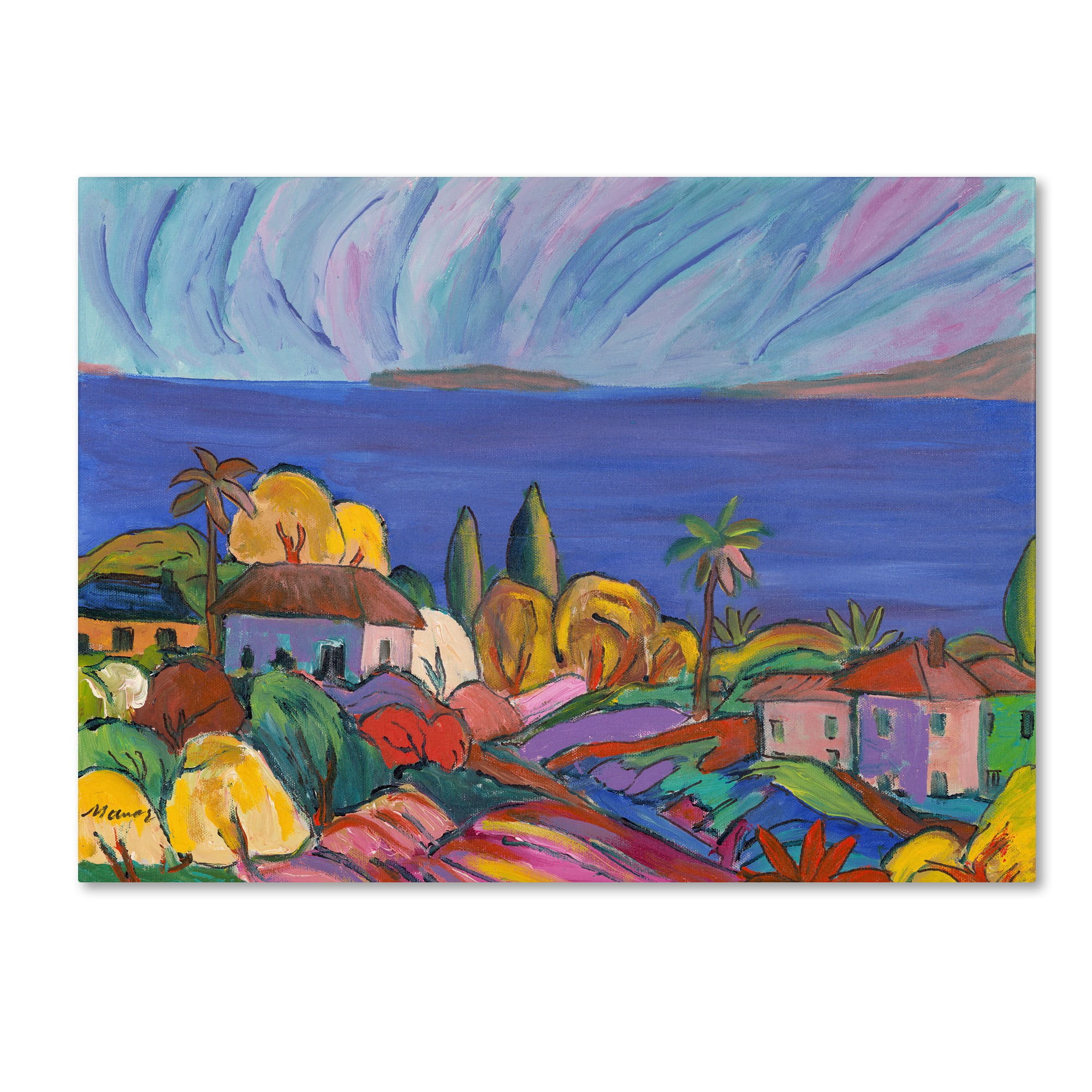 Trademark Fine Art "Three Coconut Palms" Canvas Art by Manor Shadian