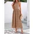 thumbnail image 6 of Jaimenalin Women'S Summer Dresses Sleeveless Crewneck A-Line Boho Lace Eyelet Tank Maxi Dress with Pockets Khaki XL, 6 of 9