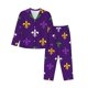 thumbnail image 1 of Fotbe Purple Mardi Gras Conjunto de Pijama de Manga Larga para Mujer con Estampado, Ropa de Dormir de 2 Piezas, Conjunto de Casa Suave y Cómodo con Bolsillos-Small, 1 of 7