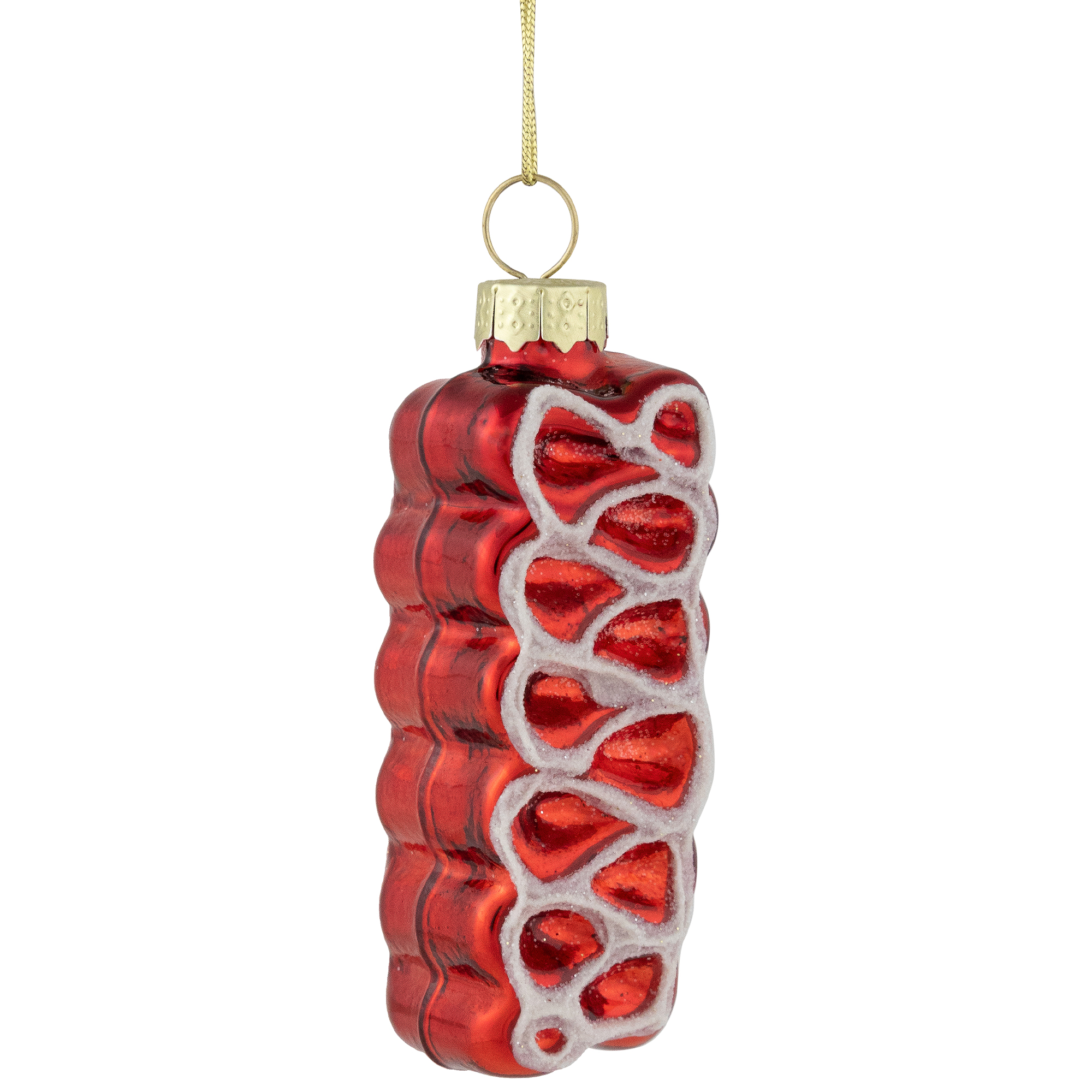 3" Red Ribbon Candy Glass Christmas Ornament