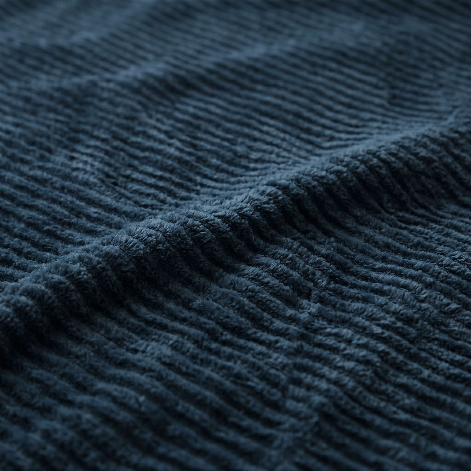 Superior Kacey Ribbed Fluffy Fleece Blanket, Twin Size, Navy Blue