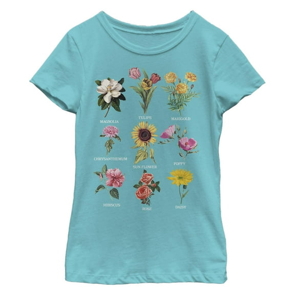 Girl's Lost Gods Botanical Flower Chart Graphic T-Shirt