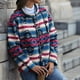 thumbnail image 5 of Womens Aztec Print Shacket, Geometric Patterns Fashionable Warm Round Neck Fleece Short Jackets  For Leisure For Outdoor ANGGREK Azul M, 5 of 8